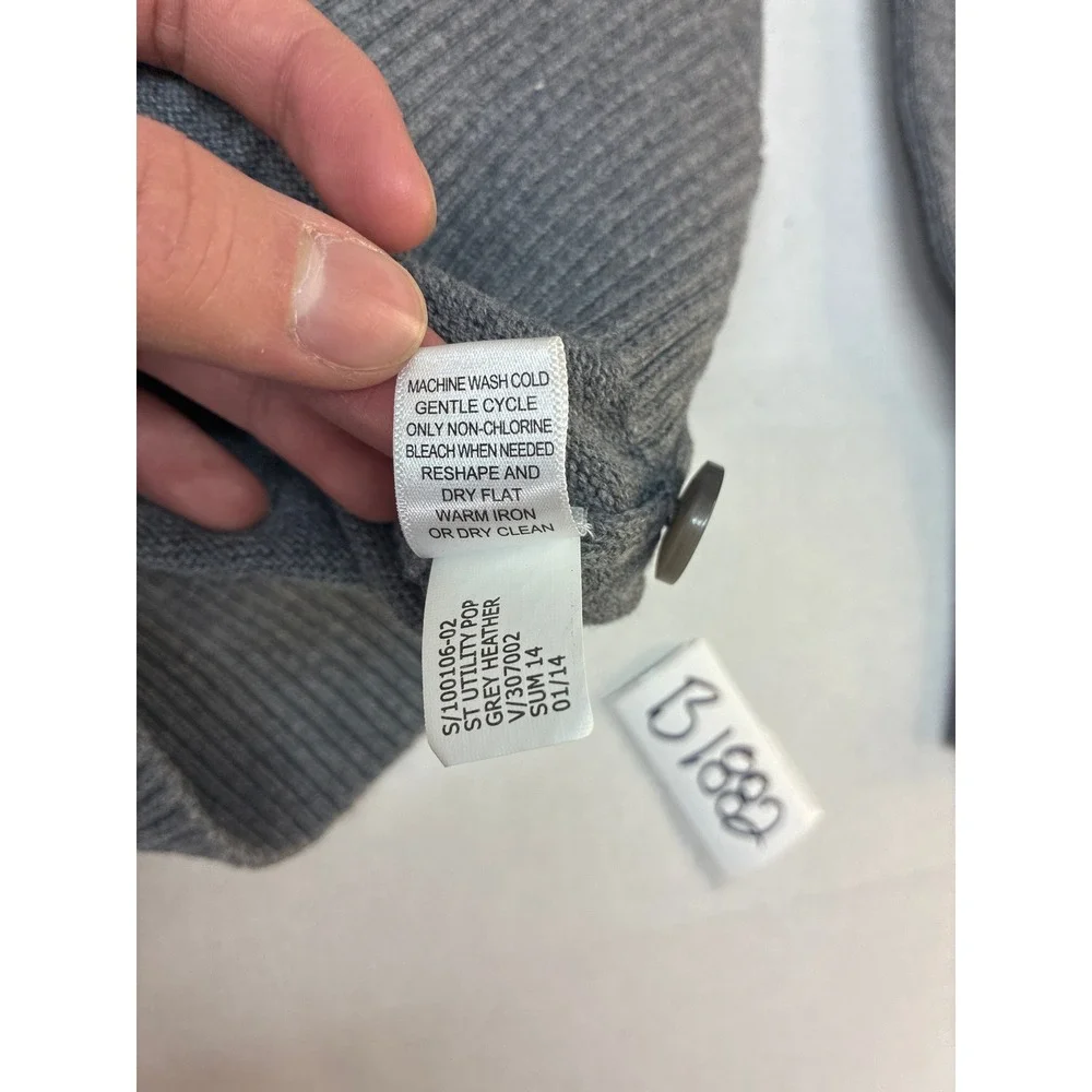 Banana Republic Mens Gray Heather Cotton Utility Mock Neck Pullover Sweater M‎